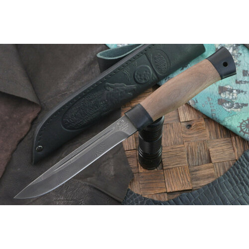 Нож ззосс Н85, дамаск У10А/7ХНМ, рукоять текстолит/орех