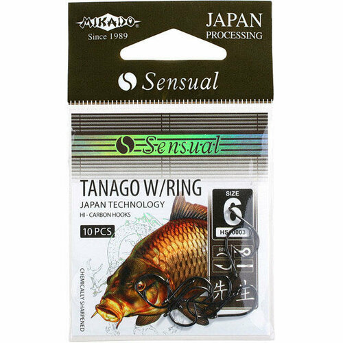 Крючки Mikado SENSUAL - TANAGO W/RING № 6 BN (с ушком)( 10 шт.) набор крючков mikado sensual tanago w ring 8 черный никель 10 шт