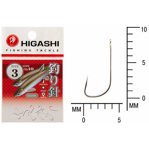 фото Higashi крючок higashi sode ringed #3 silver