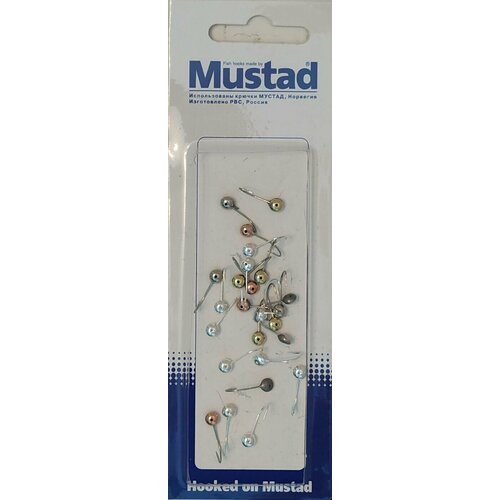 фото Набор мормышек дробинка 4 мм тип 21/12, крючки мустад, упаковка - 25 штук/блистер рвс