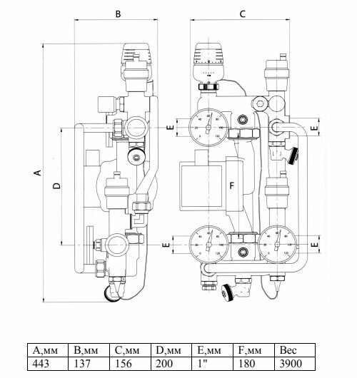 Насосно-смесительный узел Valtec VT COMBI б/насоса 180