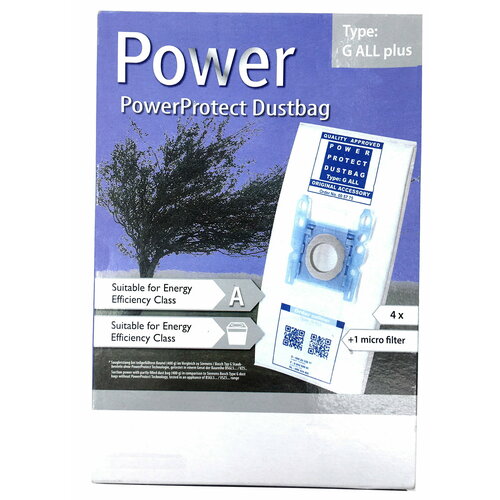 Комплект мешков-пылесборников Power Protect BBZ51FGALL для пылесоса Bosch Siemens 4штукикомплектфильтр Type G All Plus 00577549 682₽