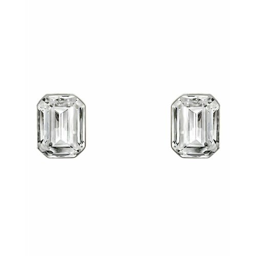 Серьги пусеты , кристаллы Swarovski, белый, серебряный