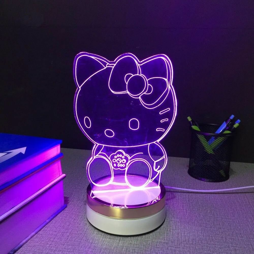 Ночник с подсветкой Hello Kitty 1, смена цвета - фотография № 2
