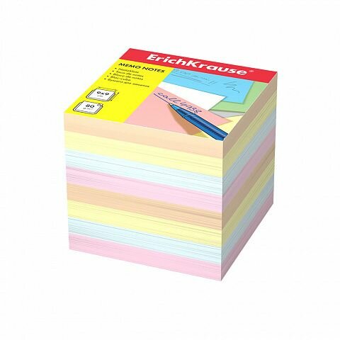 Бумага для заметок ErichKrause, 90x90x90 мм, 4 цвета