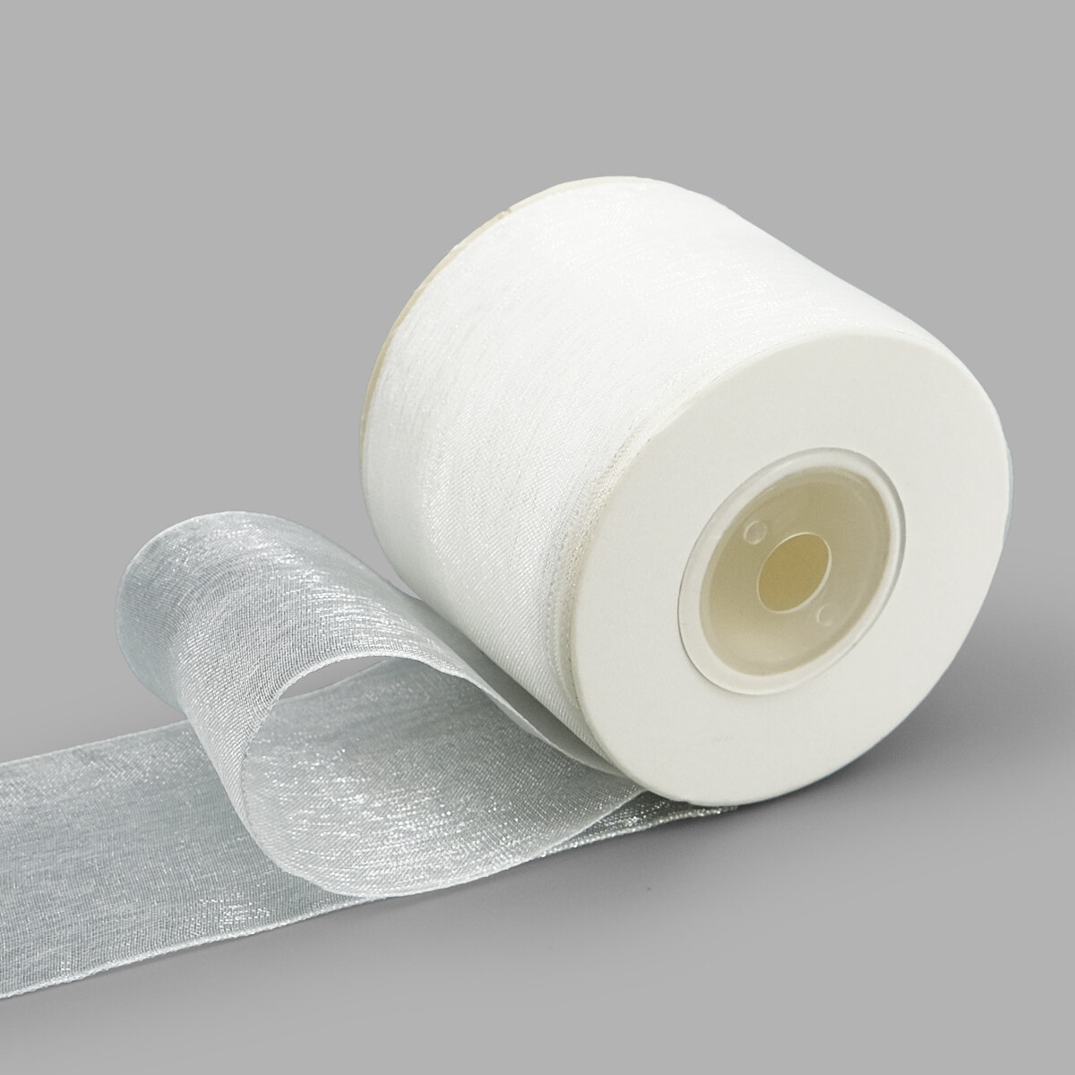 Лента декоративная капроновая айрис 5см*22,86м, полиэстер (01 белый)