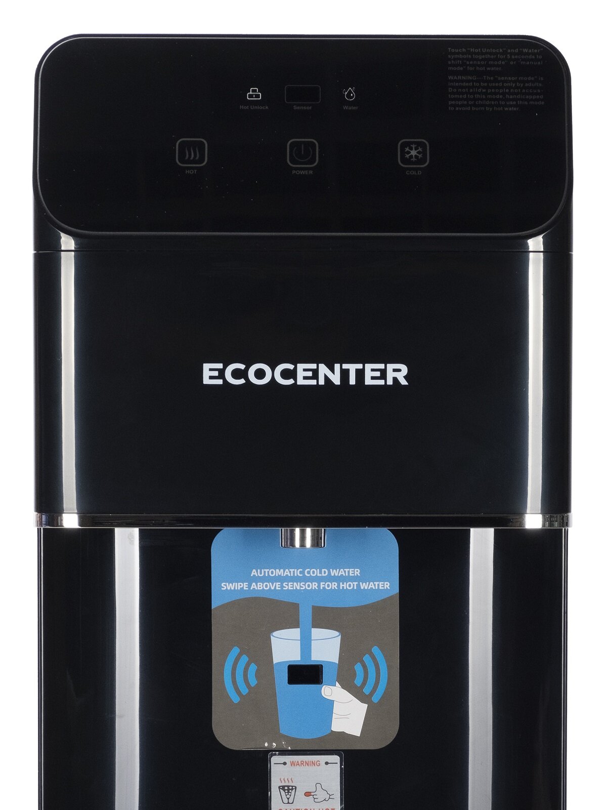 Кулер (диспенсер) для воды с нижней загрузкой и компрессорным охлаждением ECOCENTER S-X360P, черный - фотография № 2