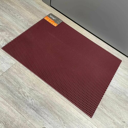 Входной придверный ЕВА коврик в прихожую под обувь, в ванную, туалет, кухню, балкон. 68x48см Темно-красный