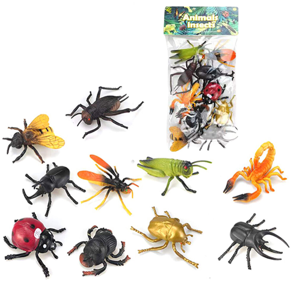 Игрушки насекомые для детей, фигурки насекомых 10 шт, длина от 9,5 до 13 см, 714К-11