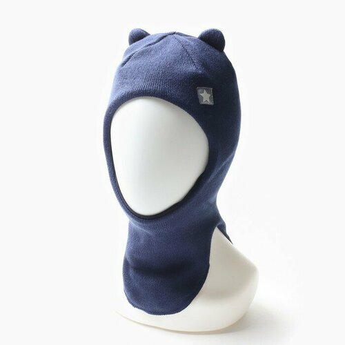 фото Шапка-шлем для мальчика, цвет индиго, размер 50-54 hohloon