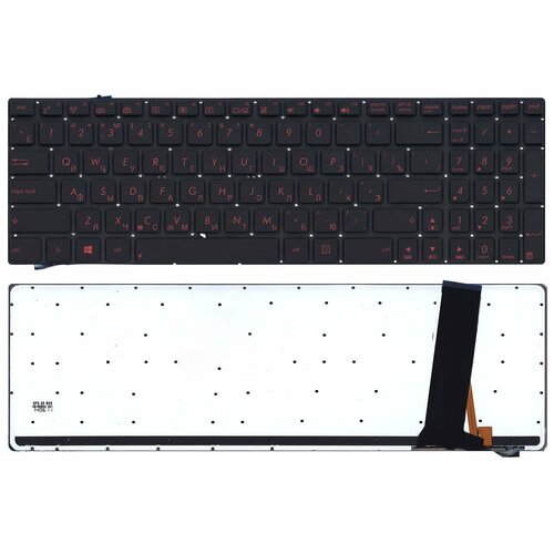 Клавиатура для ноутбука 0KNB0-6625US00, NSK-UPN0R, для ноутбука Asus N56, N56V, черная, с красной подсветкой, код mb058258 клавиатура для ноутбука asus n56 черная с белой подсветкой