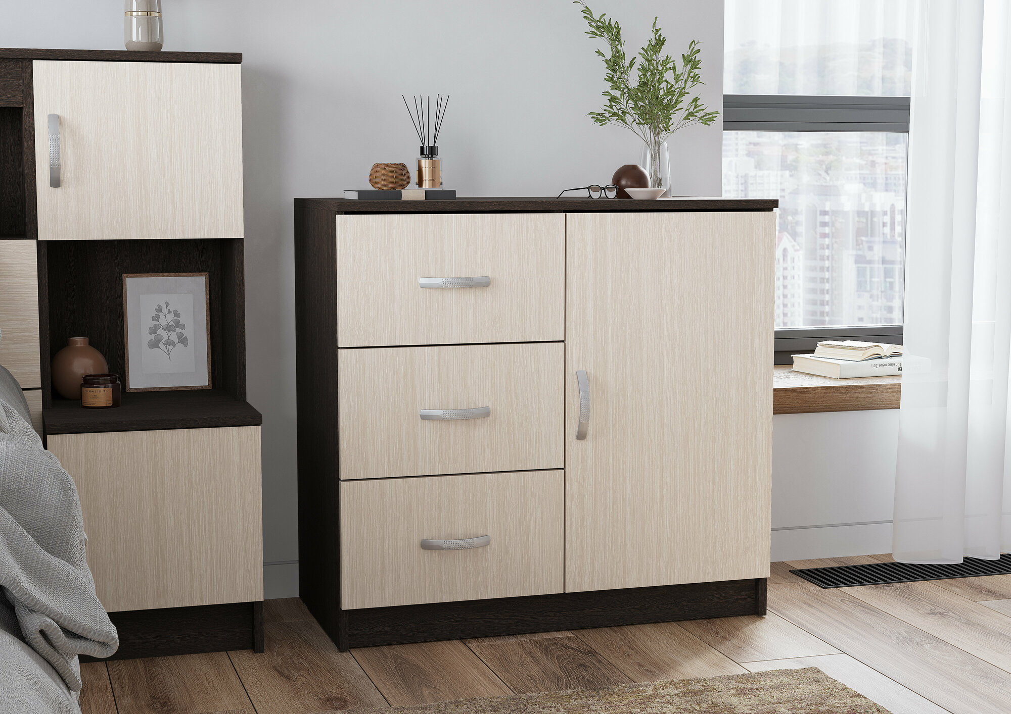 фото Комод Стендмебель Бася КМ 553М, 3 ящика и дверца