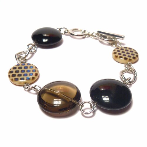 фото Браслет-цепочка gulnara, стекло, 1 шт., размер 22 см, черный, зеленый