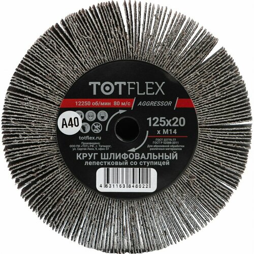 Totflex Круг лепестковый радиальный универсальный 125x20хМ14 А Р40 4631163848022