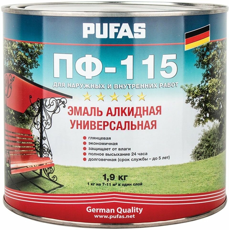 фото Пуфас эмаль ПФ-115 база С прозрачная глянцевая (1,5л) ГОСТ / PUFAS эмаль ПФ-115 основа С под колеровку глянцевая (1,5л) ГОСТ