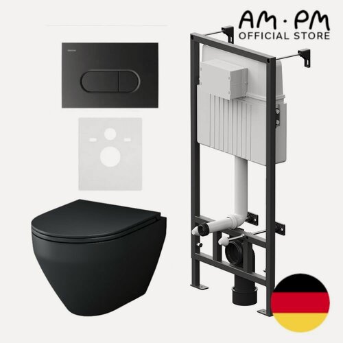 Изображение товара Унитаз AM.PM Spirit V2.0, подвесной, с микролифтом, черный, безободковая модель