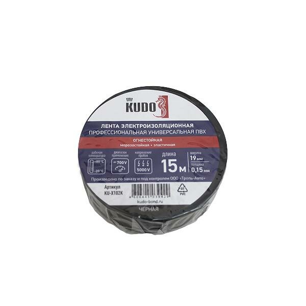 фото Изолента огнестойкая 15 м черная KUDO