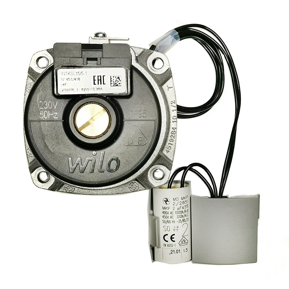 фото Двигатель циркуляционного насоса WILO INTKSL 15/5-1 82 W Франция односкоростной с конденсатором 2 мF подходит на BAXI ARISTON ELECTROLUX FONDITAL SIME