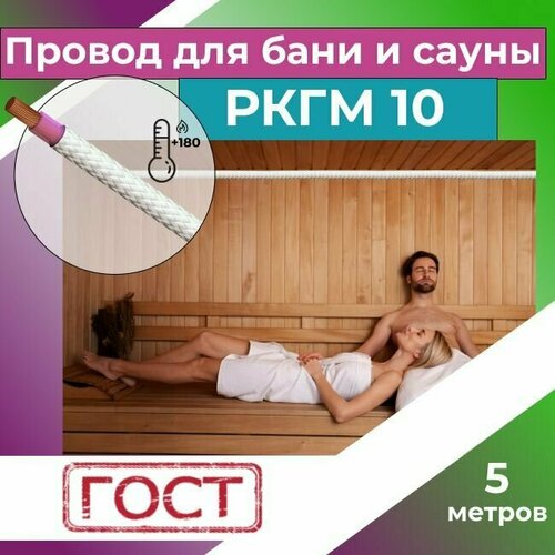 Провод для сауны и бани термостойкий РКГМ 10 ГОСТ - 5 м.