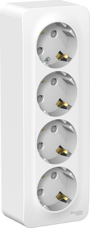 фото Розетка Schneider Electric Blanca четырехместная с заземлением с защитными шторками белая для открытой проводки