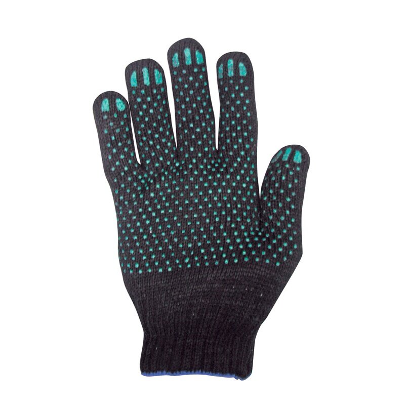 фото Перчатки вязаные х/б, 5 ниток с ПВХ черные