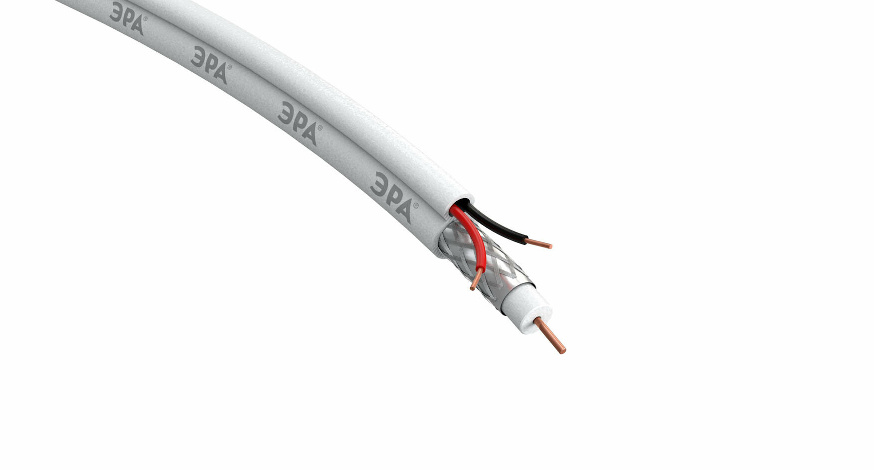 фото Кабель для аналогового видеонаблюдения ЭРА ККСВ-2x0,5 мм бухта 200 метров, белый