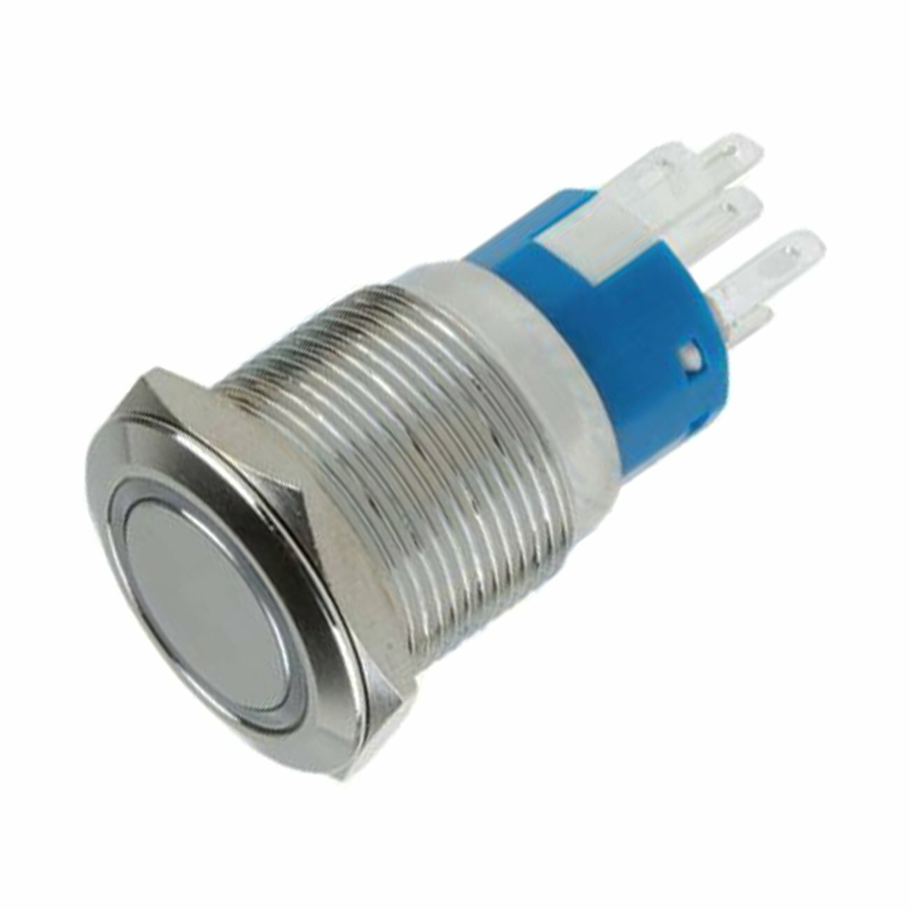 фото Кнопка антивандальная Rexant ON-OFF/OFF-ON Ø 19, 12В (5с) зеленая подсветка, с фиксацией {36-3423}