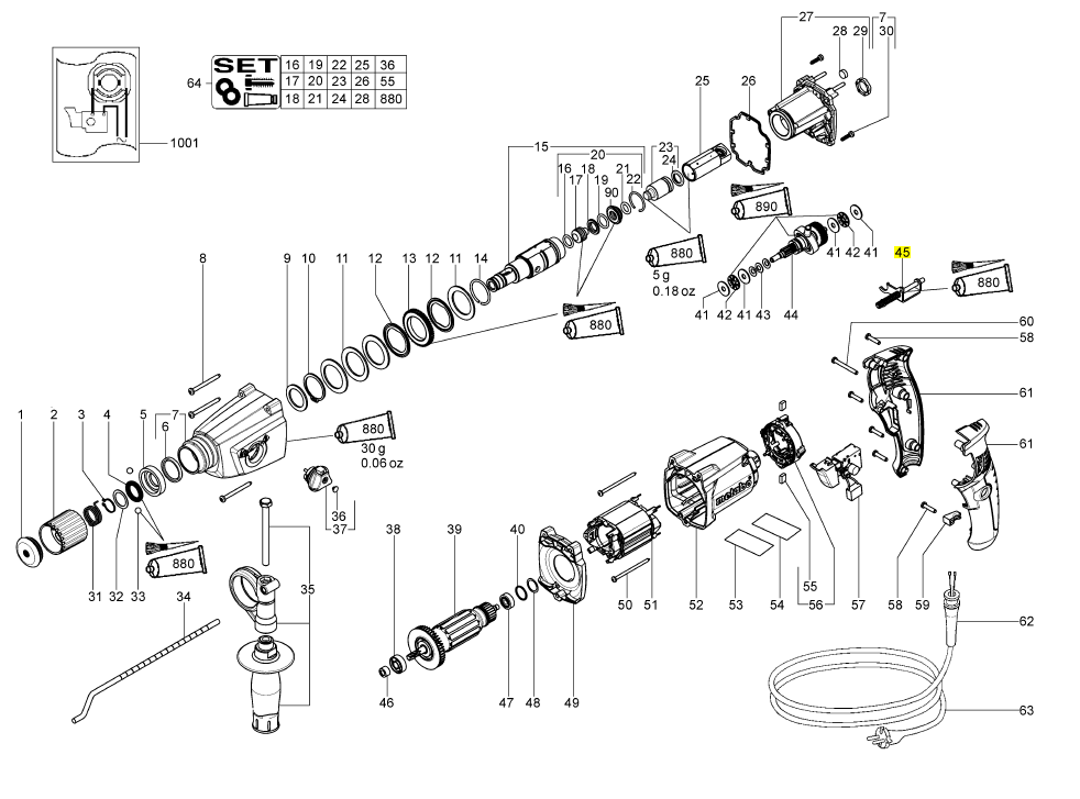 Внутренний переключатель BHE 2243/BHE 2444/BHE 2442/BHE 2643 METABO 316045600