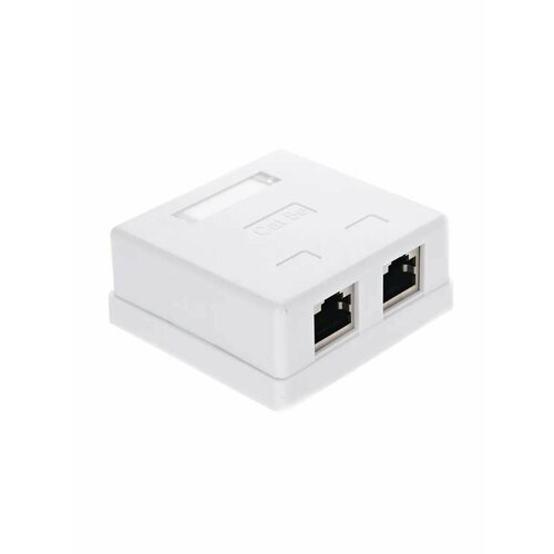 Розетка RJ-45 открытый монтаж категория 5e, белый, VCOM (STV-2RJ45F)