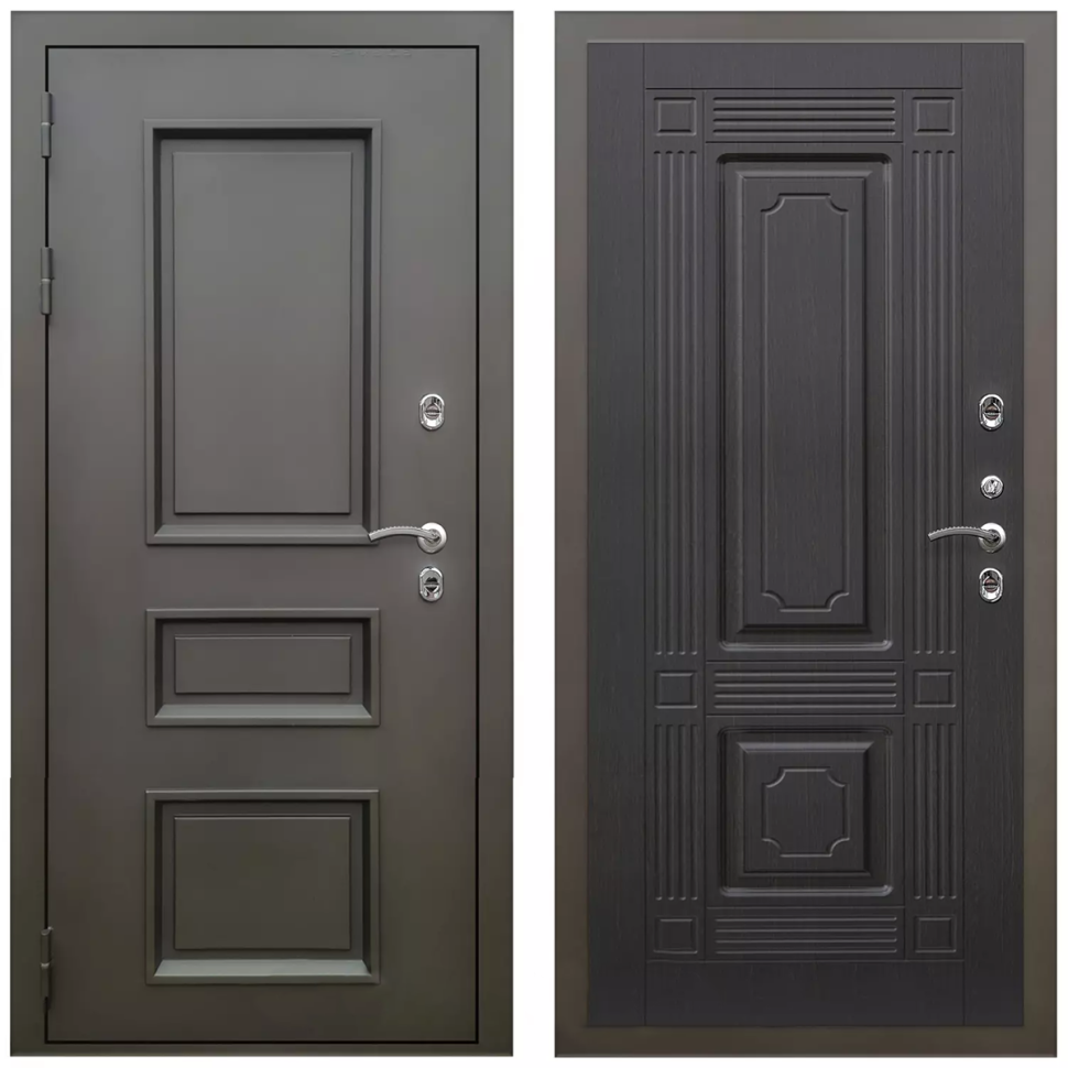 фото Дверь входная уличная в дом Армада Фаренгейт / ФЛ-2 Венге для загородного дома МДФ панель 6 мм с фрезеровкой