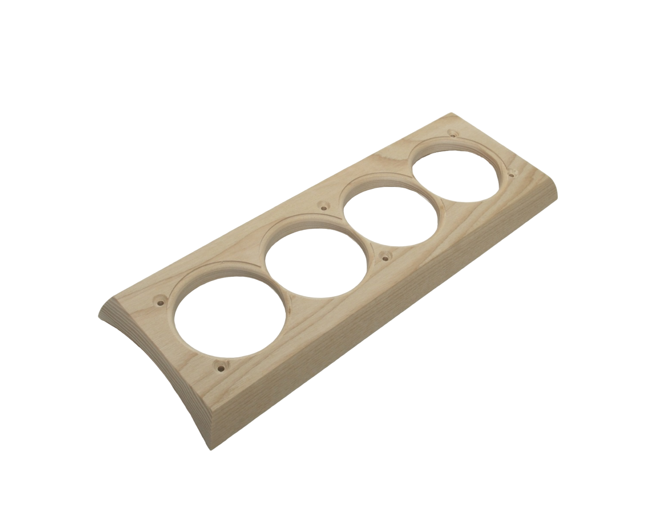 фото Деревянная накладка Cleverwood для внутреннего монтажа розеток и выключателей на бревно и блок-хаус диаметром 220 мм, под четыре посадочных места.