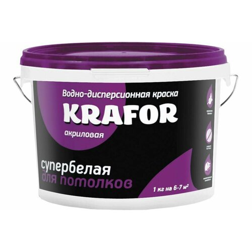 Краска для потолков KRAFOR супербелая 6,5 кг 26949