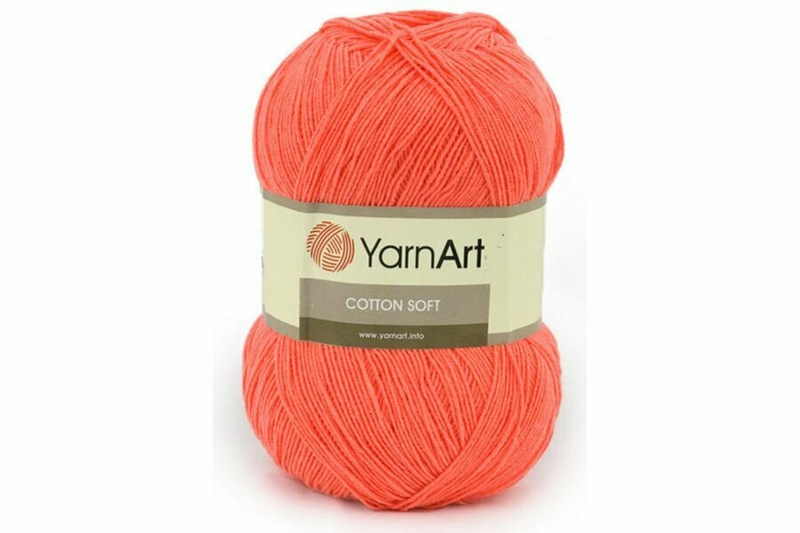 Пряжа YarnArt Cotton Soft 100г 600м (ЯрнАрт Коттон Софт) цвет: 61 коралл 1 шт