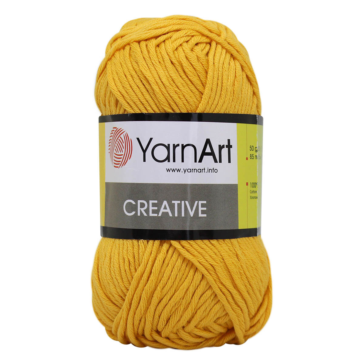 Пряжа YarnArt Creative 50г, 85м (ЯрнАрт Креатив) Нитки для вязания, 100% хлопок, цвет 228 желтый, 1шт