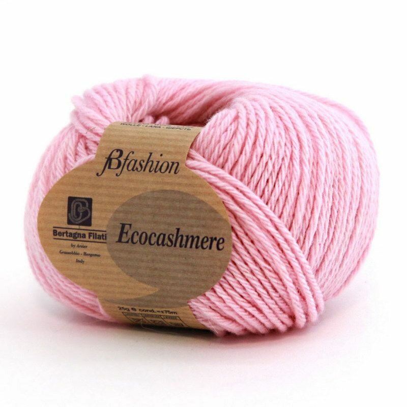 Пряжа Ecocashmere (Bertagna Filati), розовый - 331, 98% кашемир, 2% шерсть, 2 мотка, 25 г, 75 м.