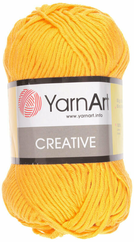 Пряжа YarnArt Creative 50г, 85м (ЯрнАрт Креатив) Нитки для вязания, 100% хлопок, цвет 228 желтый, 2шт