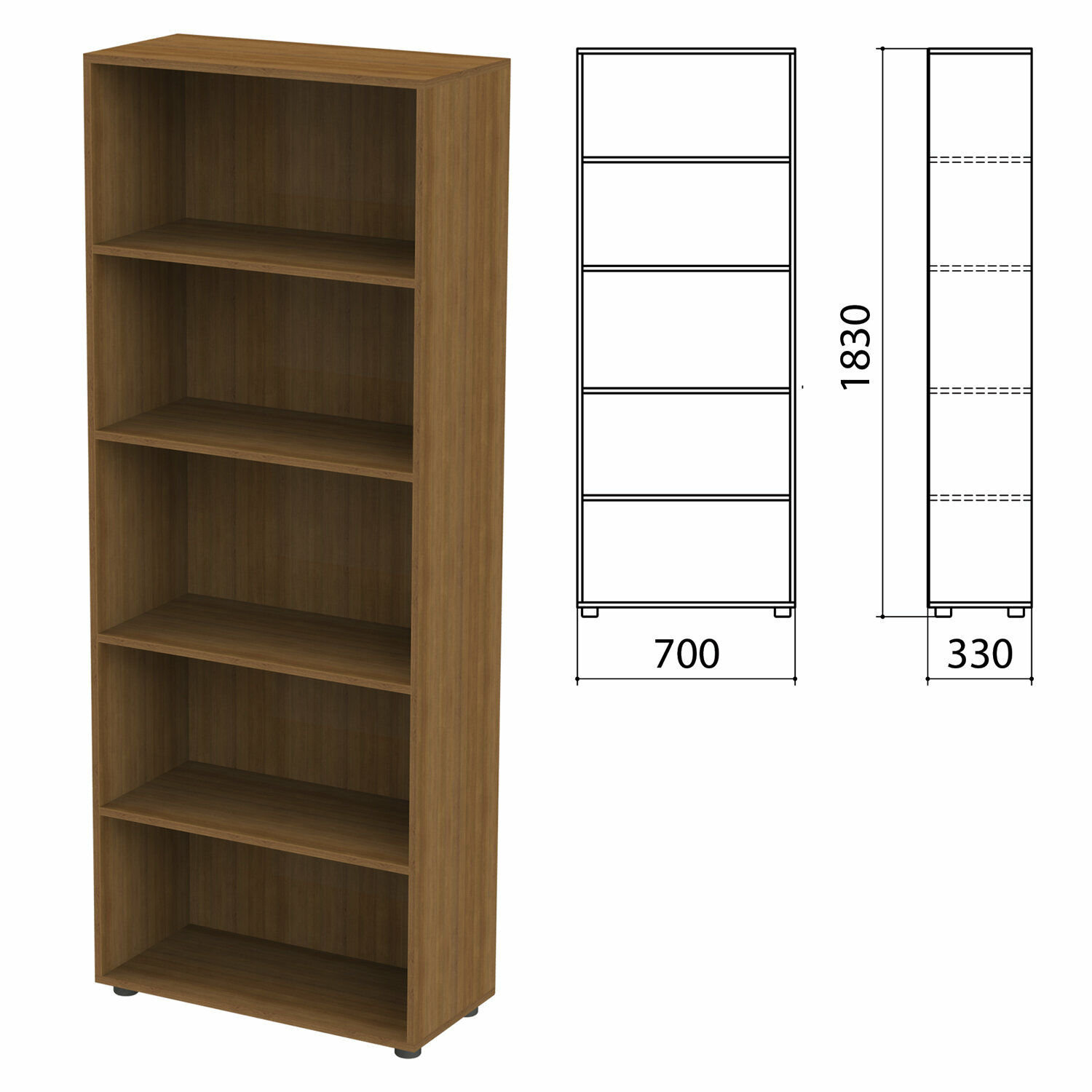 Шкаф (стеллаж) "Канц", 700х330х1830 мм, 4 полки, цвет орех пирамидальный, ШК31.9 В комплекте: 1шт.