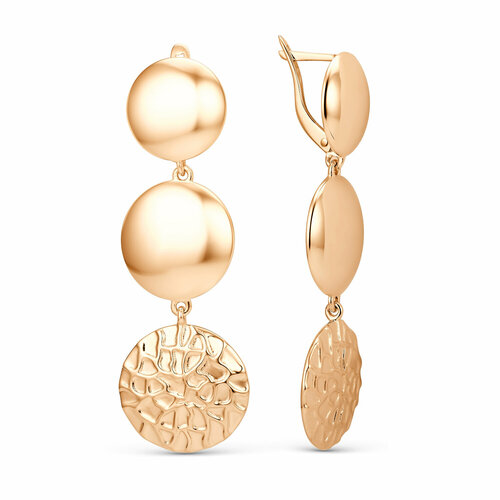 Серьги с подвесками Bassco, серебро, 925 проба, золочение, длина 5.2 см, золотой