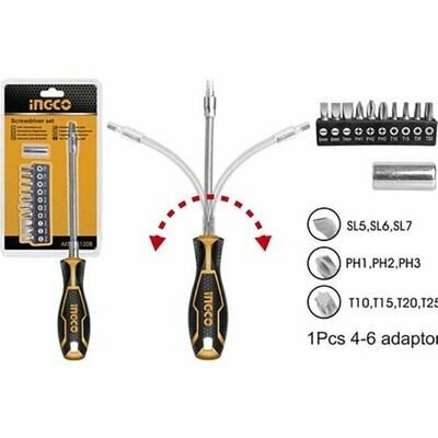 INGCO Отвертка гибкая с битами 12шт