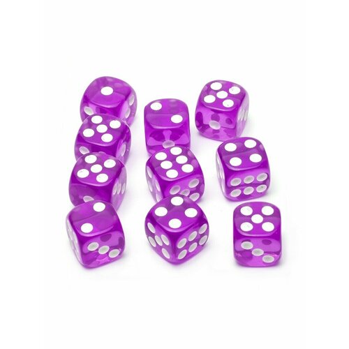 Набор кубиков Stuff-Pro Dice STUFF-PRO d6 (10 шт, 16мм, прозрачные) фиолетовые