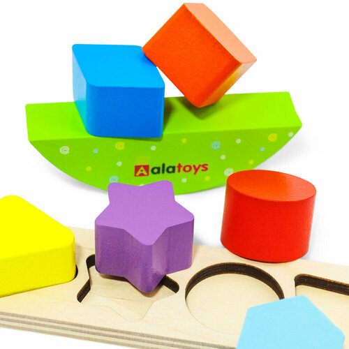 балансир alatoys геометрик 6 съемных деталей Развивающая игрушка Балансир / Геометрик / БЛ07 / разноцветный