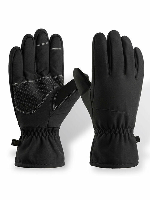Перчатки зимние на флисе Softshell с противоскользящими вставками черные (размер: xl)