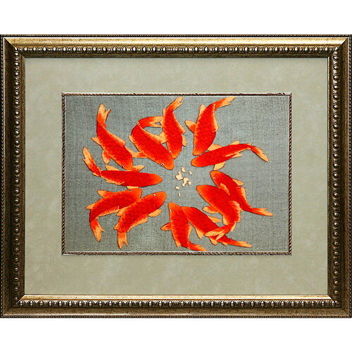 Шелковая вышивка вручную Веселый хоровод /см 40х31х3/багет+паспарту