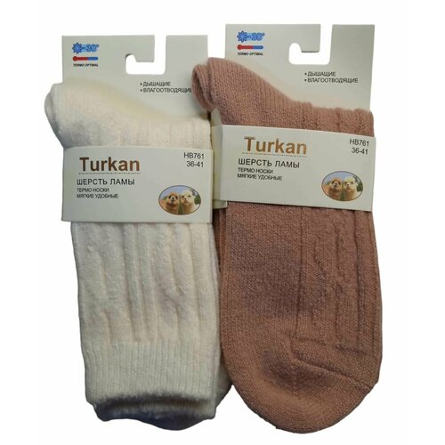 фото Носки turkan, 2 пары, размер 36-41, белый, розовый