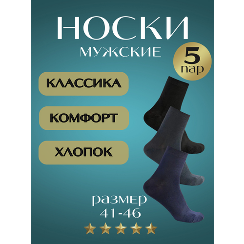 фото Носки apollon, 5 пар, размер 41-46, синий, серый, черный