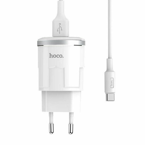 Сетевое зарядное устройство USB Hoco C37A (2.4A/кабель Type-C) <белый> сетевое зарядное устройство hoco c12q черный кабель usb type c 6931474716293