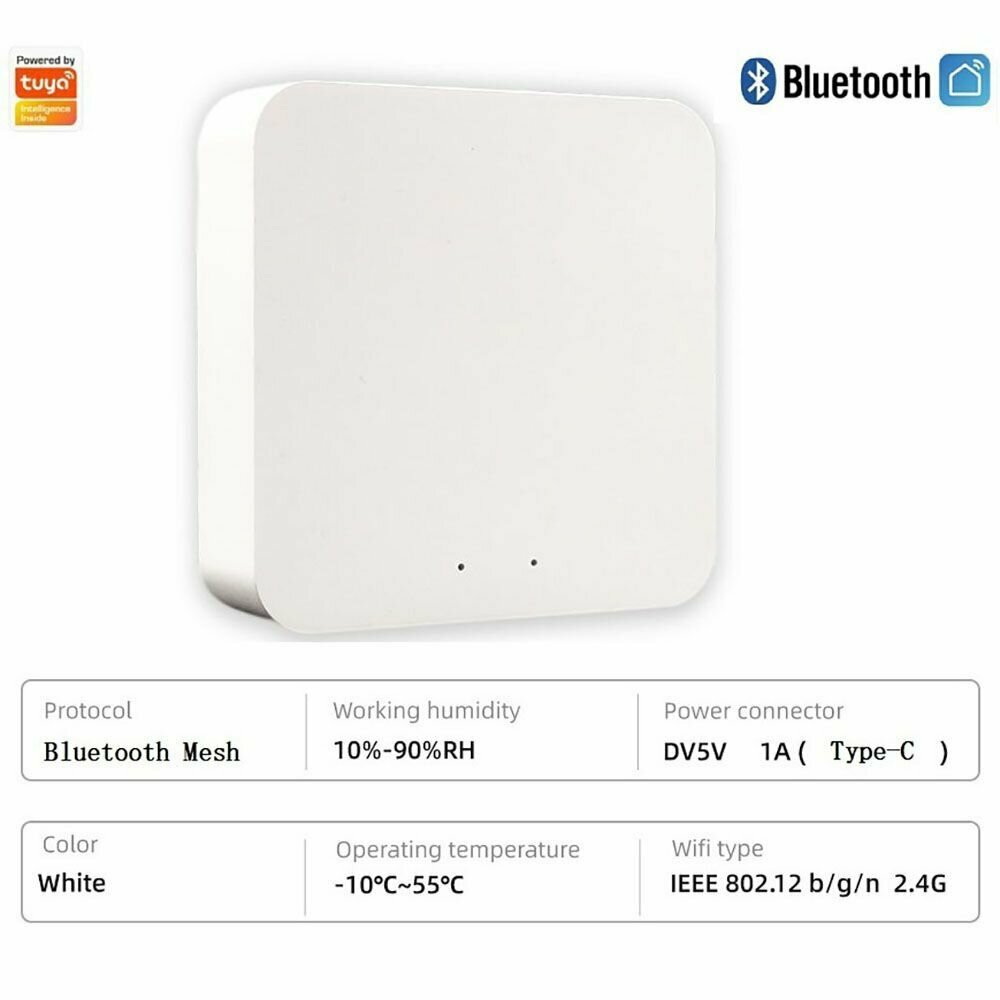 Шлюз Bluetooth Tuya Smart Life для умного дома Алиса WiFi блютуз gateway mesh, многорежимный хаб мост