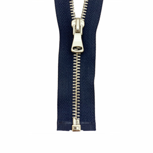 Молния металлическая Т-5 1-замковая Блестящее Серебро - 80 см №330 темно-синий