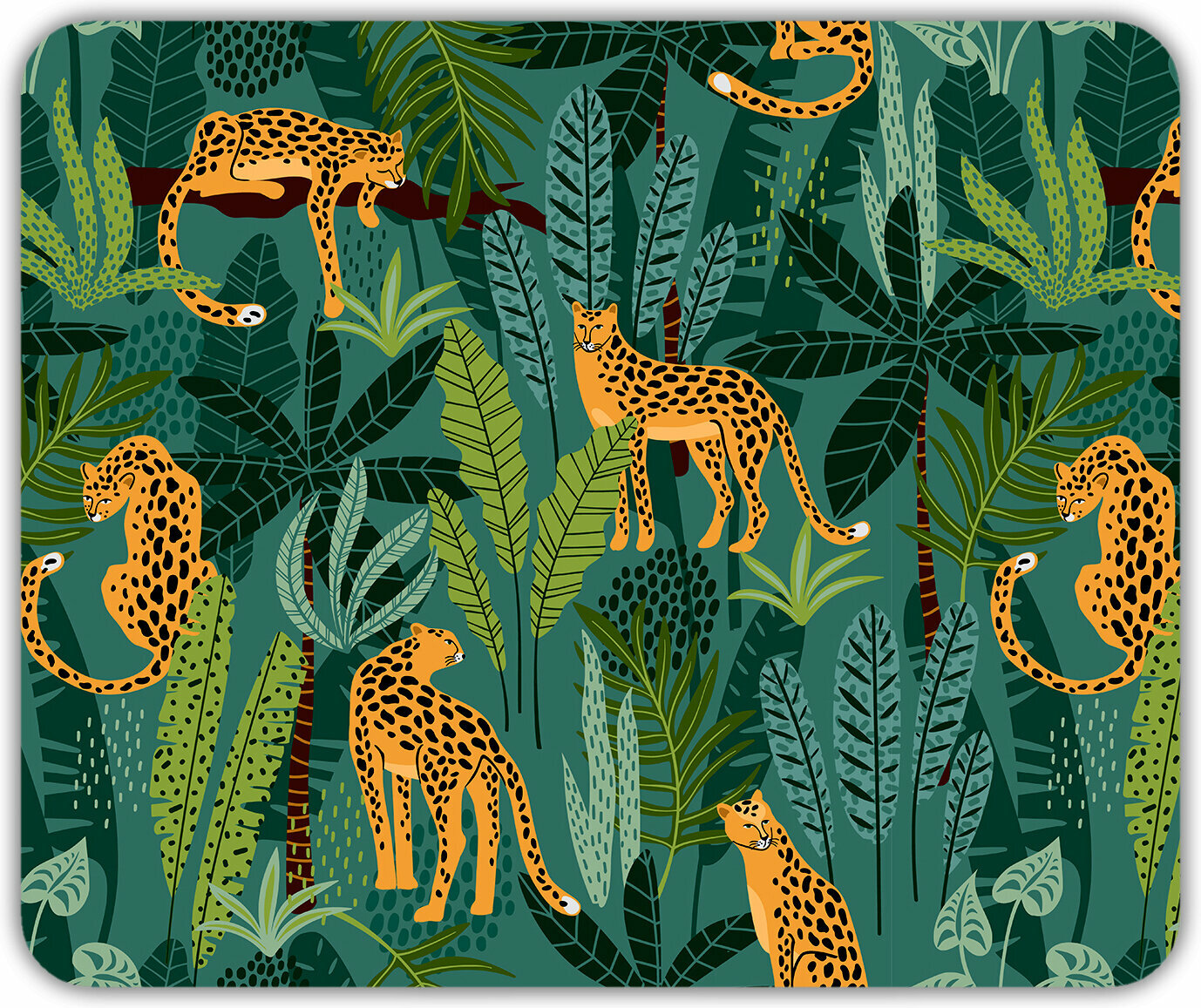 Коврик для мыши "Леопарды в джунглях" (24 x 20 см x 3 мм)