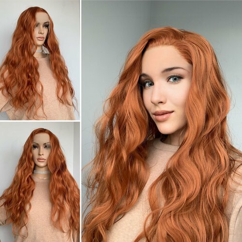 Парик рыжий lace front с регулируемым пробором